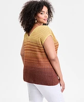 I.n.c. International Concepts Plus Ombre V-Neck Sweater, Exclusively at Macy's