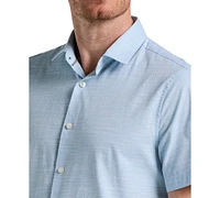 Perry Ellis Men's Cotton Dobby Short Sleeve Button-Front Shirt