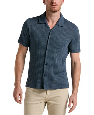 Perry Ellis Men's Short Sleeve Striped Button-Front Camp Shirt