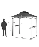 8 x 5 Feet Outdoor Double-Tiered Barbecue Grill Gazebo Canopy Tent Bbq Shelter