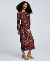 Kenneth Cole Women's Knot-Front Long-Sleeve Maxi Dress
