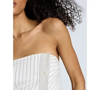 Kenneth Cole Women's Strapless Fitted Side-Pleat Top
