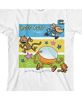 Dog Man Girls Characters Running Crew Neck Short Sleeve Youth White T-shirt-xl