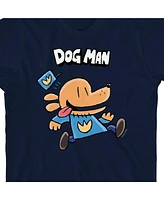 Dog Man Boys Running Youth Navy Crew Neck Short Sleeve T-shirt-xl
