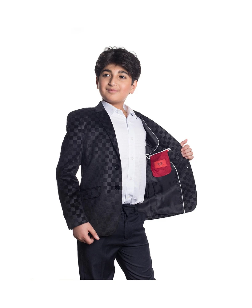 Elie Balleh Toddler Black Slim Fit Gingham Blazer
