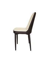 Modern Dining Chair with Pu Leather and Black Legs, Set of 4 (Beige and Black)