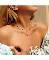 Spero London Sterling Silver Fine Tourmaline Double Layer Necklace