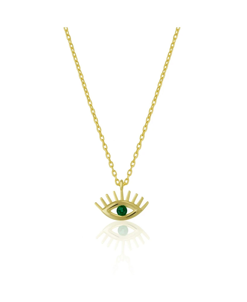 Spero London Emerald Eye Evil Sterling Silver Necklace