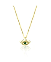 Spero London Emerald Eye Evil Sterling Silver Necklace