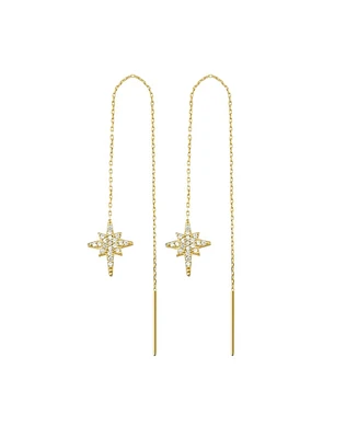 Spero London Northernstar Starbust Sterling Silver Chain Drop Earrings