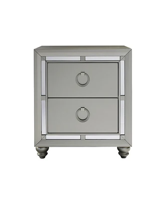 Modern Tone Nightstand with 2 Drawers and Mirror Accents