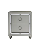 Modern Tone Nightstand with 2 Drawers and Mirror Accents