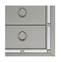 Modern Tone Nightstand with 2 Drawers and Mirror Accents