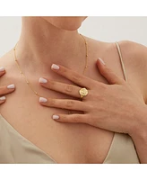 Spero London Sun Face Embossed Sterling Silver Medal Ring