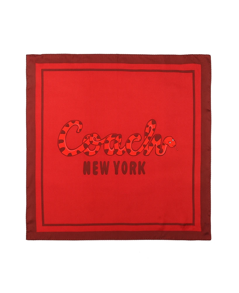 Coach Women's Script Snake Printed Bandana Scarf