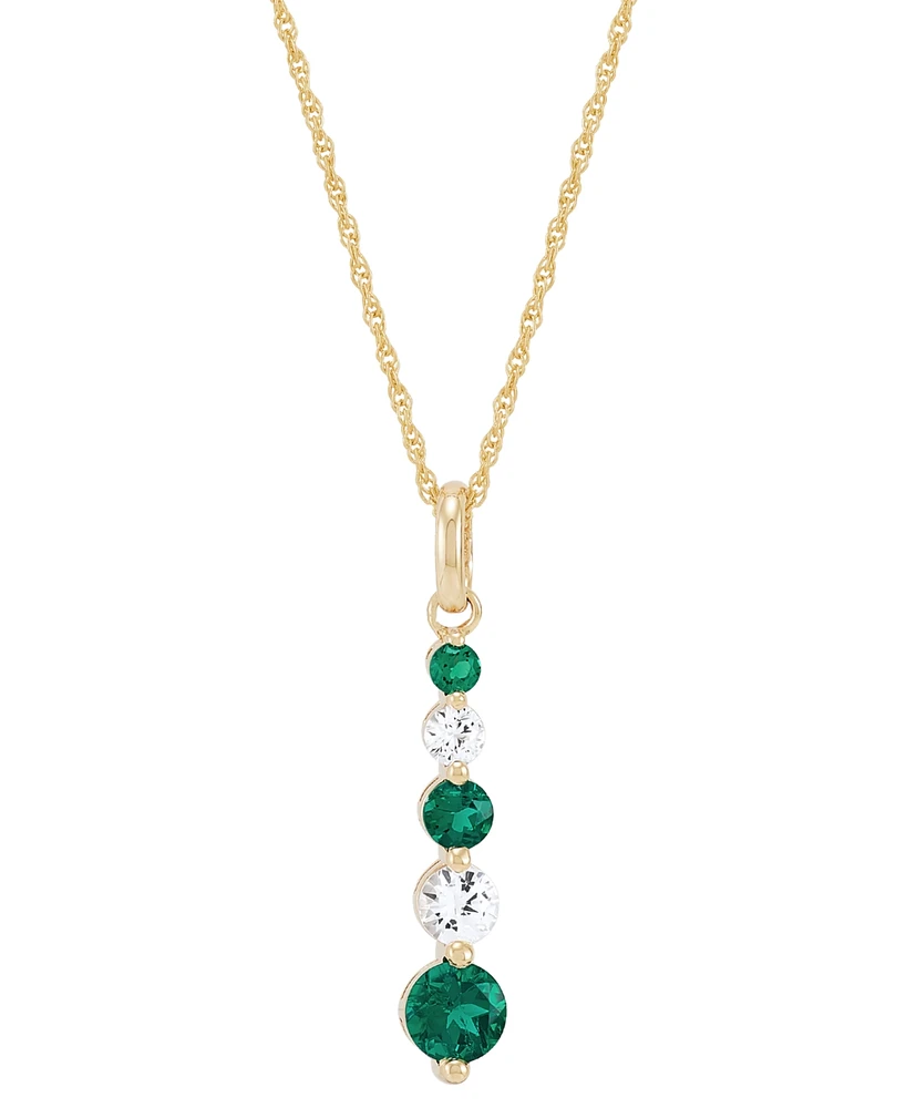 Lab-Created Emerald (5/8 ct. t.w.) & Lab-Created White Sapphire (1/2 ct. t.w.) Pendant Necklace in 14k Yellow Gold over Sterling Silver, 16" + 2" exte