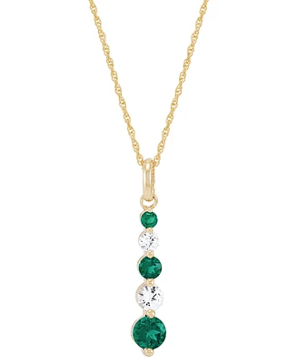 Lab-Created Emerald (5/8 ct. t.w.) & Lab-Created White Sapphire (1/2 ct. t.w.) Pendant Necklace in 14k Yellow Gold over Sterling Silver, 16" + 2" exte