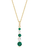 Lab-Created Emerald (5/8 ct. t.w.) & Lab-Created White Sapphire (1/2 ct. t.w.) Pendant Necklace in 14k Yellow Gold over Sterling Silver, 16" + 2" exte
