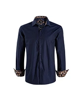 Elie Balleh Big Boys Navy Slim Fit Jacquard Dot Shirt