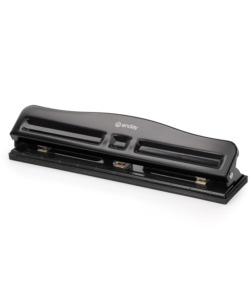 3 Hole Punch Heavy Duty, Ring Puncher for Binder, 10 Sheet Adjustable Paper Punch, Metal Three with Built-in Waste Chip Tray, Deskto