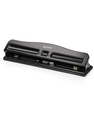 3 Hole Punch Heavy Duty, Ring Puncher for Binder, 10 Sheet Adjustable Paper Punch, Metal Three with Built-in Waste Chip Tray, Deskto