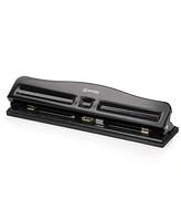3 Hole Punch Heavy Duty, Ring Puncher for Binder, 10 Sheet Adjustable Paper Punch, Metal Three with Built-in Waste Chip Tray, Deskto