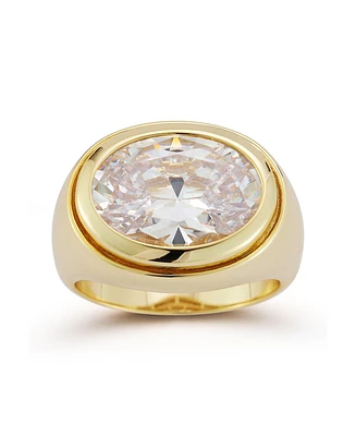 Rachel Zoe 14K Gold Plated Sterling Silver Oval Signet Ring