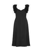 City Chic Plus Roselyn Ruffle Tulle Midi Dress