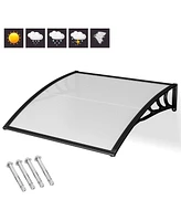 40 x 40 Inch Outdoor Polycarbonate Front Door Window Awning Canopy-Black