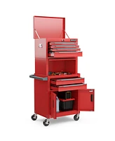 3-in-1 6-Drawer Rolling Tool Chest Storage Cabinet with Universal Wheels and Hooks