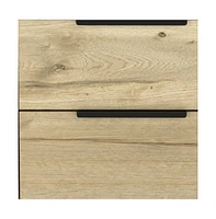 Two Drawer Nightstand in Faux Wood Finish for Bedside or Living Room