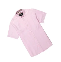 Elie Balleh Big Boys Pink Solid Jacquard Slim Fit Short Sleeve Shirt