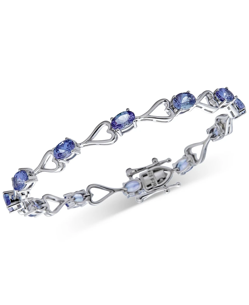 Tanzanite Heart Link Bracelet (10-3/4 ct. t.w.) in Sterling Silver
