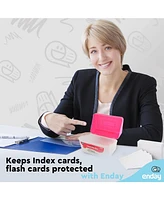 Enday Index Card Holder Red, 3x5 Note Flash Card Organizer Case, Index Card File w/flip top, Notecard Recipe, Holder, Holds 250 Cards (1 Pc)