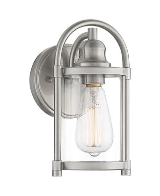 Avani Rustic Farmhouse Outdoor Wall Light Fixture Brushed Nickel 10 1/4" Clear Glass for Exterior Barn Deck House Porch Yard Patio Outside Garage