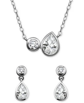 Giani Bernini 2-Pc. Set Cubic Zirconia Pear & Round Pendant Necklace Drop Earrings Sterling Silver, Exclusively at Macy's