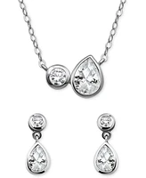 Giani Bernini 2-Pc. Set Cubic Zirconia Pear & Round Pendant Necklace Drop Earrings Sterling Silver, Exclusively at Macy's