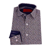 Elie Balleh Little Boys Navy Printed Short Sleeve Slim Fit Shirt