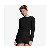 Calypsa Plus Avery 2-Piece Long Sleeve Wrap Swim Set With Reversible Top and Tummy Control Shorts