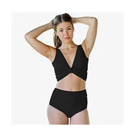 Calypsa Plus Emery 2-Piece Wrap Style Swim Set With Reversible Top and High-Waisted Bottom