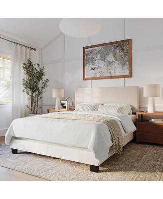 CorLiving Celeste Modern Low-Profile Upholstered Bed Frame with Padded Headboard in Full, King, Queen, and Twin