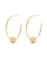 Coach Faux Stone Signature Tea Rose Medium Hoop Earrings