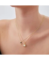Spero London White Opal Sun & Sunburst Necklace Sterling Silver