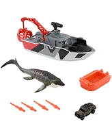 Matchbox Jurassic World Mosasaurus Rescue Action Boat Playset