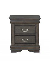 Two Drawer Nightstand for Bedroom Storage and Bedside Organization