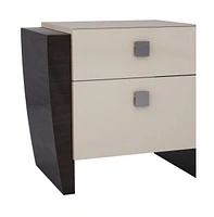 Two-Drawer Mirrored Nightstand with Ample Storage and Wood Construction