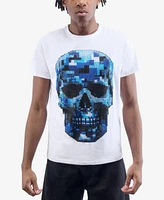 heads or tails Men's Pixel Skull Rhinestone Crew T-Shirt