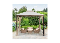 Rustproof Double Top Gazebo with Mosquito Curtains for Outdoor Enjoyment