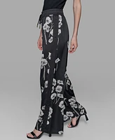 Karl Lagerfeld Paris Petite Floral Print Wide-Leg Pants