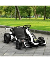 24V 7.5 Mph Electric Go Kart with Adjustable Seat, Drifting Car Battery Powered Ride on Toy Outdoor with Slow Start, Button Start, Music, Honking Horn